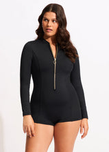 Load image into Gallery viewer, Seafolly Collective Boyleg Zip Front Surfsuit - Black

