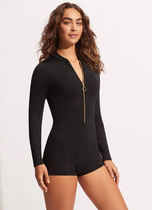 Seafolly Collective Boyleg Zip Front Surfsuit - Black