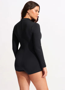 Seafolly Collective Boyleg Zip Front Surfsuit - Black